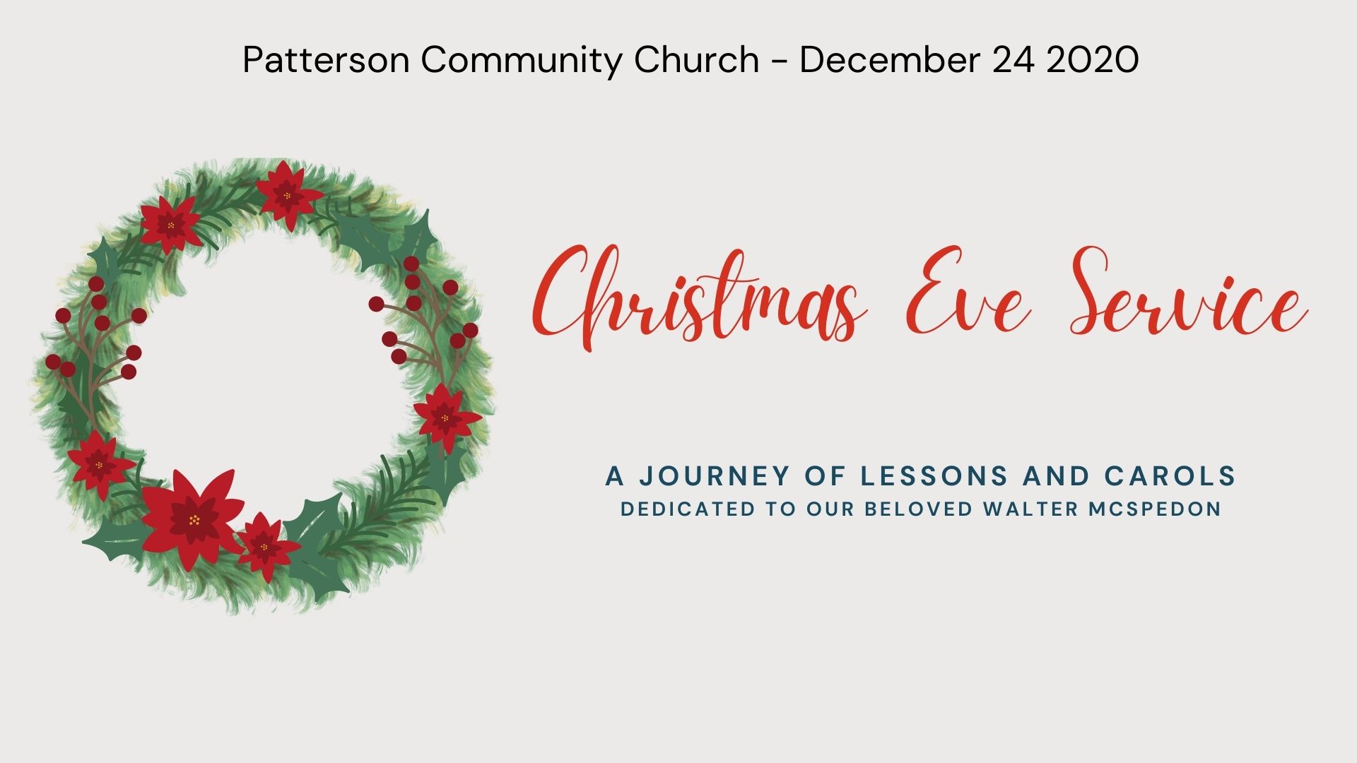 Christmas Eve Service 2020 - Patterson Community Church